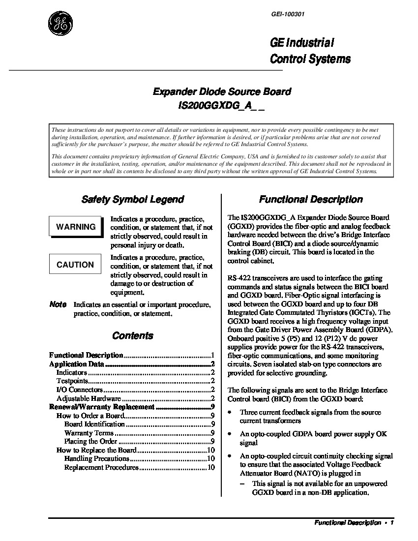 First Page Image of IS200GGXDG Expander Diode Source Board GEI-100301.pdf